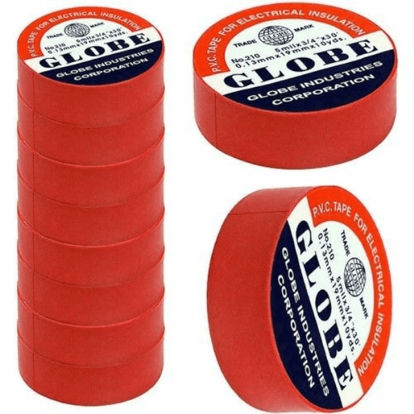 GLOBE KIRMIZI İZOLE BANT ELEKTRİK BANDI  0.13MM X 19MM X 10YDS - 6