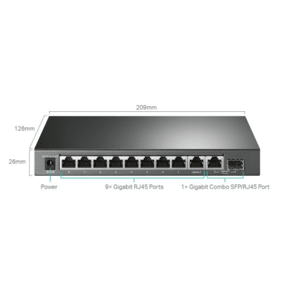 Tp-Link TL-SG1210MPE 8 Port 10/100/1000 Poe+ Switch 2 Port 10/100/1000 Mbps 1 Port SFP - 2
