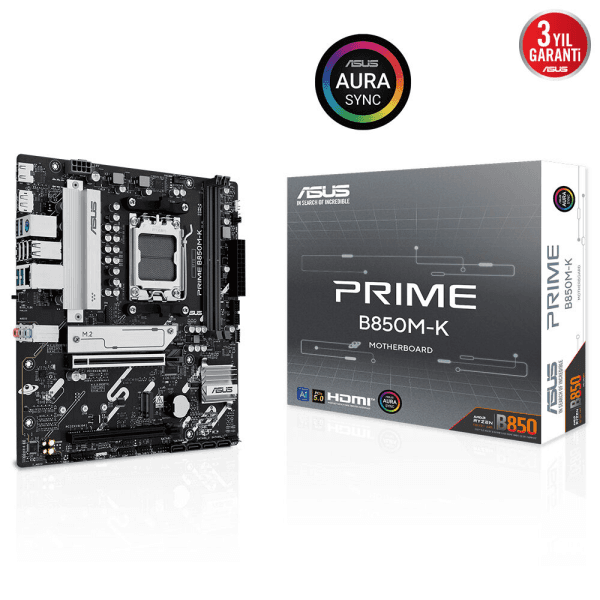 ASUS PRIME B850M-K AMD B850 AM5 DDR5 8200 DP HDMI ÇİFT M2 USB3.2 AURA RGB 2.5GBIT LAN mATX 8+2+1 GÜÇ AŞAMALRI 1xGEN5 M.2 - 7