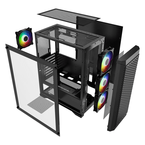 POWERBOOST PB-PS5847B 600W ATX USB 3.0 RAINBOW FANLI MESH GAMING SIYAH KASA - 9