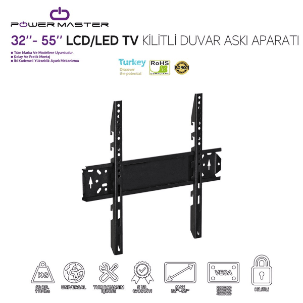 POWERMASTER 14752 32-55 SABİT KİLİTLİ LCD-LED TV DUVAR ASKI APARATI - 2