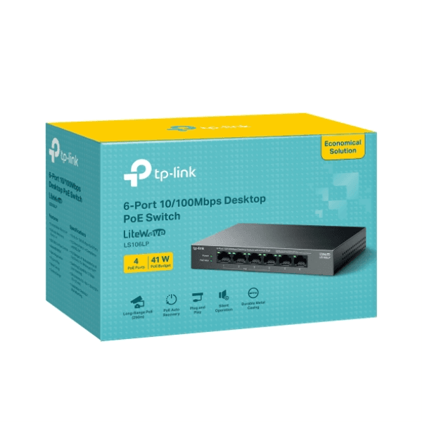 TP-LINK LS106LP 41W 4 PORT POE  6 PORT 10/100 MASAÜSTÜ SWITCH - 6