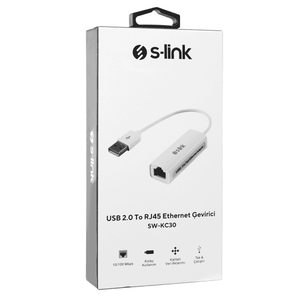 S-LINK SW-KC30 USB 2.0 TO RJ45 WIN10 UYUMLU ETHERNET ÇEVİRİCİ - 6