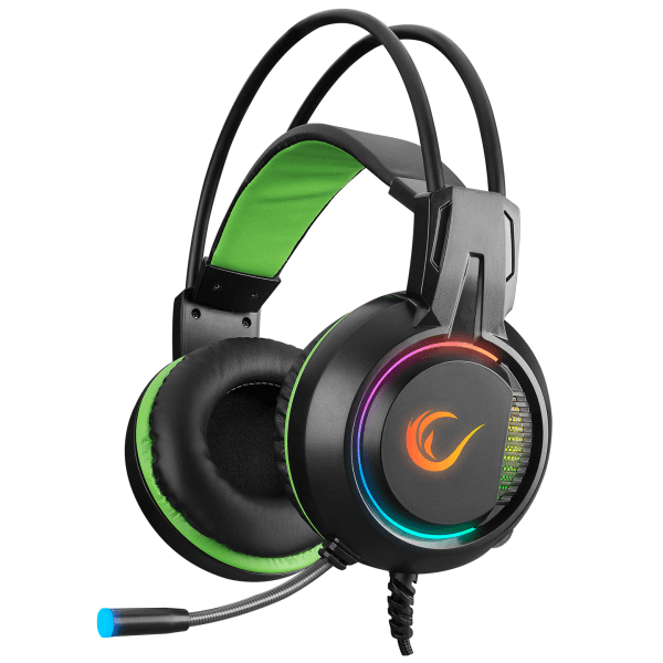 RAMPAGE RM-K25 LUNATIC PRO SİYAH/YEŞİL USB 7.1 SURROUND RGB IŞIK EFEKTLİ GAMING OYUNCU MİKROFONLU KULAKLIK - 6