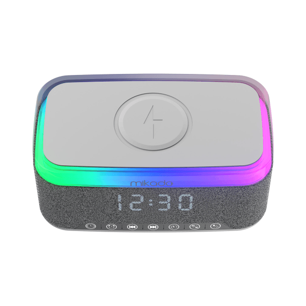 MIKADO MD-W8 1200MAH 10W GRİ BT,USB,KABLOSUZ ŞARJLI RGB-GECE LAMBASI ÖZELLİKLİ ALARMLI SAAT SPEAKER - 14