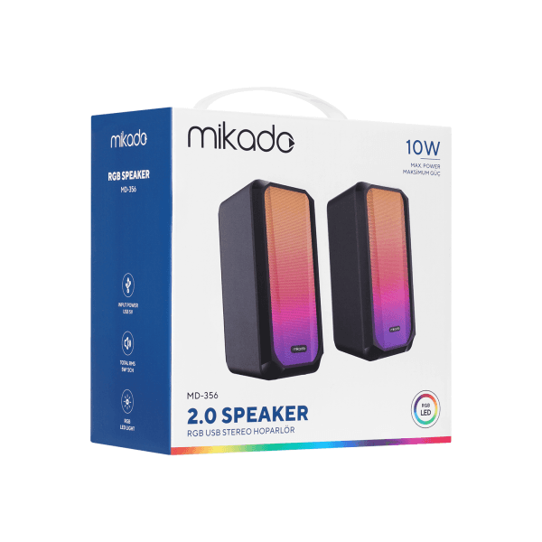 MIKADO MD-356 2.0 5WX2CH RGB LEDLİ SİYAH USB MULTIMEDIA OYUNCU SPEAKER HOPARLÖR - 10