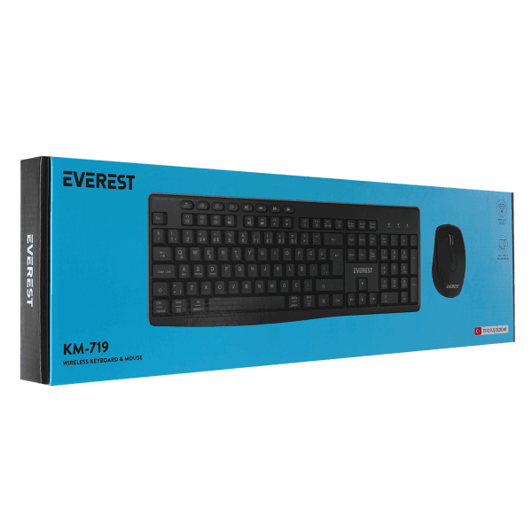 EVEREST KM-719 SİYAH İKISİ BİR ARADA 2 IN 1 KABLOSUZ Q MULTIMEDIA KLAVYE + MOUSE SET - 21