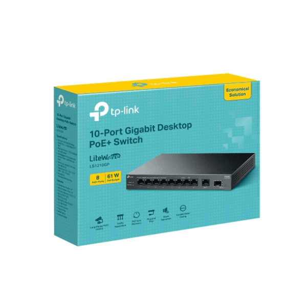 TP-LINK LS1210GP 10 PORT  8 PORT  POE + 1 SFP + 1 GE 63W  GIGABIT MASAÜSTÜ POE SWITCH - 4