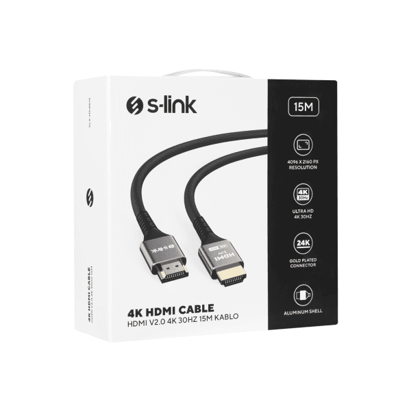 S-LINK SLX-HD4K15 19+1 HDMI TO HDMI 15M METAL V2.0 4K (4096*2160) 30HZ KABLO - 4