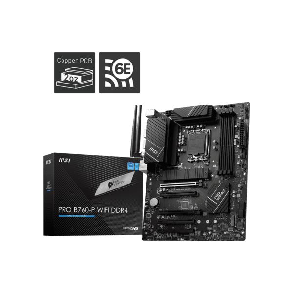 MSI PRO B760M-A WIFI DDR4 SOKET 1700 DDR4 5333MHZ(OC) PCI-E GEN4 2X M.2 USB3.2 DP HDMI 1X2.5G LAN WI-FI 6E ATX - 3