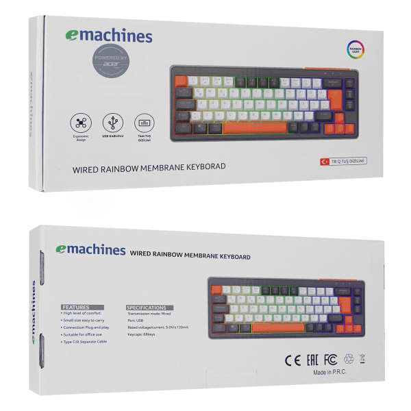 ACER EMACHINES EAK810 BEJ/SİYAH/TURUNCU USB RAINBOW AYDINLATMALI MINI Q STANDART KLAVYE - 8