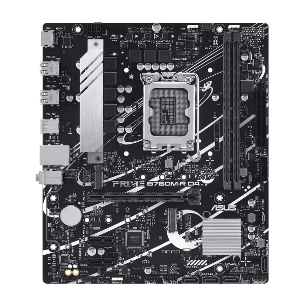 ASUS MB PRIME B760M-R D4 INTEL B760 LGA1700 DDR4 5333 HDMI 2x M2 USB3.2 AURA RGB 2.5Gbit LAN mATX 96GB RAM DESTEGİ ASUS 5X - 7