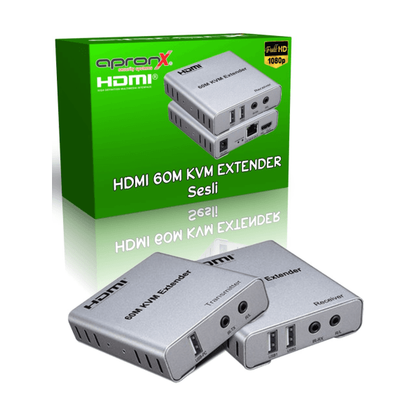 APRONX APX-USB60M (KVM60M) CAT5E/CAT6 60M USB FULLHD 1080P 3D KVM HDMI EXTENDER - 8