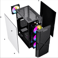 GAMEBOOSTER GB-PW908B  USB 3.0, ATX MESH, FIXED RGB FAN, SİYAH KASA  (PSU YOK) - 3