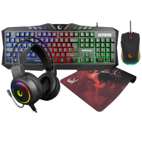 RAMPAGE KM-404 ARGENTI RAINBOW AYDINLATMALI USB GAMING COMBO Q KLAVYE + KULAKLIK + MOUSE + MOUSEPAD