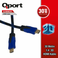 QPORT (Q-HDMI30) 30M ALTIN UCLU 1.4V HDMI KABLO