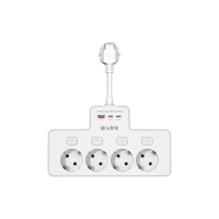 S-LINK PRZ08 BEYAZ 4 SOKETLİ 15CM 1 USB 2 TYPE-C PD20W TAM BAKIR KABLOLU AKIM KORUMALI PRİZ - 5