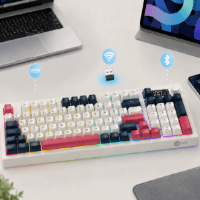 LECOO GK690-WB KABLOSUZ 3 MODLU 96 TUŞLU RGB GASKET MEMBRAN TÜRKÇE Q OYUNCU KLAVYESİ BEYAZ LACİVERT - 2