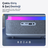 MIKADO MD-W8 1200MAH 10W GRİ BT,USB,KABLOSUZ ŞARJLI RGB-GECE LAMBASI ÖZELLİKLİ ALARMLI SAAT SPEAKER - 10
