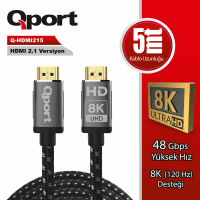 QPORT (Q-HDMI215) ALTIN UÇLU 5M 8K HDMI2.1 KABLO