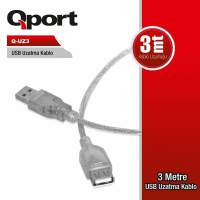 QPORT (Q-UZ3) 3MT USB UZATMA KABLOSU