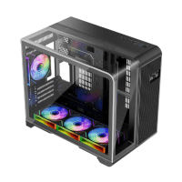1ST PLAYER RT6 SİYAH DIGITAL 4X12CM ARGB TEMPERLİ CAM USB 3.0 M-ATX KASA (RT6-BLK-4F) - 5
