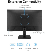 ASUS VA249HG 23.8 IPS 1920x1080 1ms 120Hz 300cd HDMI VGA VESA 3YIL EYECARE FLICKER-FREE DÜŞÜK MAVİ IŞIK ÇERÇEVESİZ MONİTÖR - 2