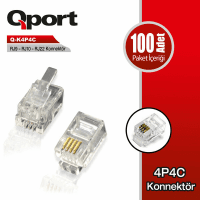 QPORT Q-K4P4C RJ9-RJ10-RJ22 TELEFON SOKETİ 100 LÜ PAKET