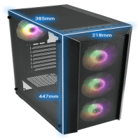 FSP CMT218B  650W RGB TEMPERLİ CAM USB 3.0 MESH SİYAH ATX GAMING KASA - 6