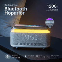 MIKADO MD-W8 1200MAH 10W GRİ BT,USB,KABLOSUZ ŞARJLI RGB-GECE LAMBASI ÖZELLİKLİ ALARMLI SAAT SPEAKER - 6