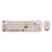 EVEREST KM-6284 WHISKER RENKLİ TUŞLU BEJ KABLOSUZ Q KLAVYE + MOUSE SET