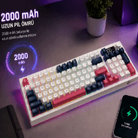 LECOO GK690-WB KABLOSUZ 3 MODLU 96 TUŞLU RGB GASKET MEMBRAN TÜRKÇE Q OYUNCU KLAVYESİ BEYAZ LACİVERT - 3