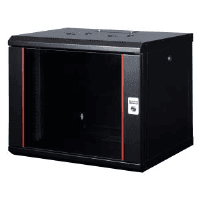 LANDE LN-WB-09U6060-BL-F DEMONTE 9U 19INCH PROLINEB YENİ SERİ DUVAR TIPI KABINET W600XD600MM RAL 9005 SİYAH CAMLI ÖN KAPAKLI