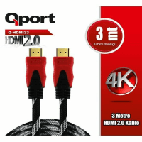 QPORT (Q-HDMI33) ALTIN UCLU 3M 4K HDMI2.0 KABLO