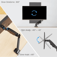 TITANPRO FL01 (FMK-8700) 17-32" AMORTİSÖRLÜ MONİTÖR STANDI (SİYAH) - 7
