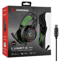 RAMPAGE RM-K25 LUNATIC PRO SİYAH/YEŞİL USB 7.1 SURROUND RGB IŞIK EFEKTLİ GAMING OYUNCU MİKROFONLU KULAKLIK - 5