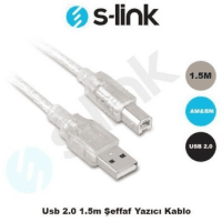 S-LINK SL-U2015 USB 2.0 ŞEFFAF 1.5M YAZICI KABLOSU