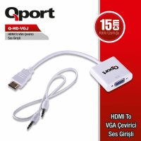 QPORT (Q-HD-VGJ) HDMI TO VGA/SES CEVIRICI SES GİRİŞİ VE KABLOSU + GÜÇ GİRİŞİ VE KABLOSU (PLAYSTATION UYUMLU)