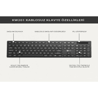 LECOO KW201 (SİYAH) KABLOSUZ TÜRKÇE Q KLAVYE & MOUSE SET - 6