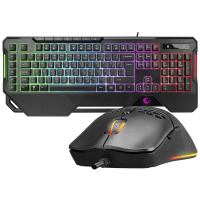 RAMPAGE KM-R96 ELEMENTAL SIYAH RGB AYDINLATMALI Q OYUNCU MULTMEDIA KLAVYE VE 7200 DPI MOUSE GAMING SET