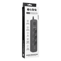 S-LINK SPG03U 2 USB +1TYPE C 5V2.4A 1.5M 3X1.00MM 100% BAKIR 750 JOULE 3 LÜ ANAHTARLI AKIM KORUMALI SİYAH PRİZ - 2