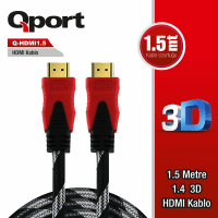 QPORT (Q-HDMI1.5) 1.5 METRE 1.4V ALTIN UÇLU ÖRGÜLÜ HDMI KABLO
