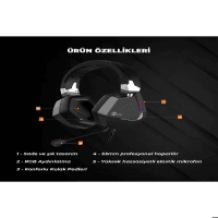 LECOO HT402 3.5MM JACK KULAK ÜSTÜ RGB LED AYDINLATMALI KABLOLU ÇIKARTILABİLİR MİKROFONLU GAMING KULAKLIK SİYAH - 2