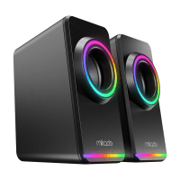 MIKADO MD-182 2.0 3W*2 SIYAH RGB AYDINLATMALI USB + 3.5MM USB 5V SPEAKER HOPARLÖR - 2