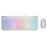 RAMPAGE KM-R57 SERAPHIC BEYAZ RGB AYDINLATMALI Q OYUNCU MULTMEDIA KLAVYE VE 12800 DPI MOUSE GAMING SET