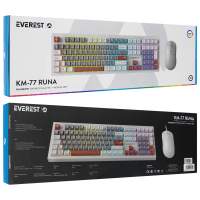 EVEREST KM-77 RUNA GRİ/KREM/KAHVE USB RAINBOW AYDINLATMALI SESSIZ Q KLAVYE + MOUSE SET - 4