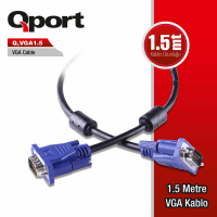 QPORT Q-VGA1.5 FİLTRELİ 1.5 METRE ERKEK ERKEK MONİTÖR KABLO